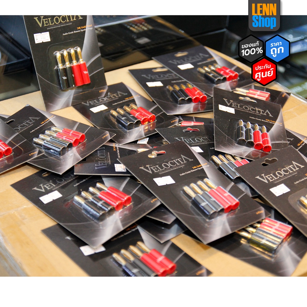VELOCITA : Banana Speaker Plugs - GoldPlate 24K 4 Pcs. Banana Audio Grade / LENNSHOP / Velocita