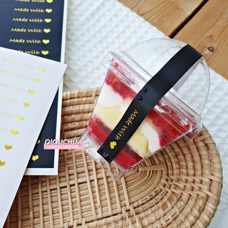[พร้อมส่ง🇹🇭] สติ๊กเกอร์คาดยาวปั้มเคทอง "Thank you & Made With ♥" (แพค 160 ดวง)