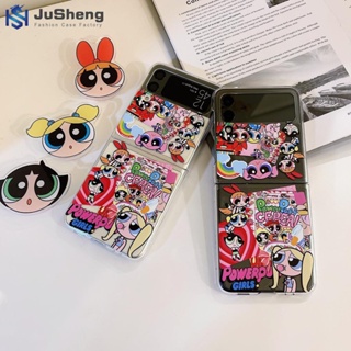 Jusheng เคสโทรศัพท์มือถือ พร้อมขาตั้ง สําหรับ Samsung Z Flip5 Z Flip4 Z Flip3