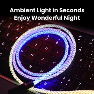 สายชาร์จเร็ว RGB 100W 66W Type C USB C สําหรับ i-Phone S-amsung Android Micro 30W
