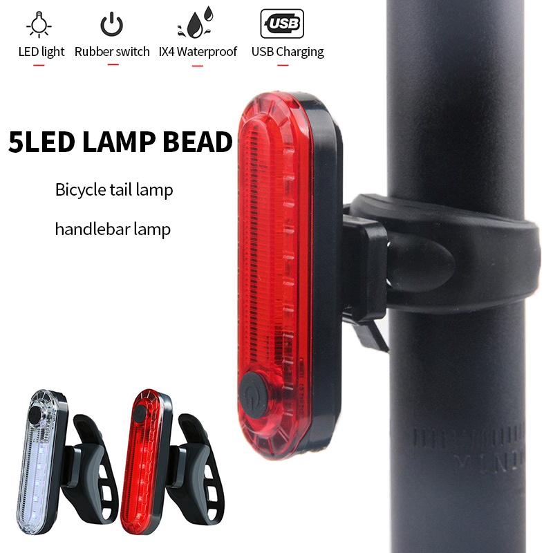 【Boutique &amp; Stock】ไฟท้ายจักรยาน LED ชาร์จ USB กันน้ํา