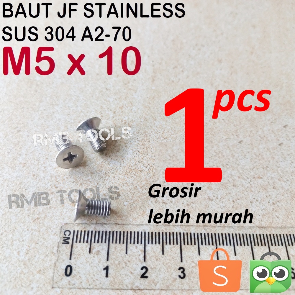 M5x10 JF STAINLESS GRADE 304 A2-70 FLAT HEAD MACHINE SCREW SCREWDRIVER PLUS M5 CSK
