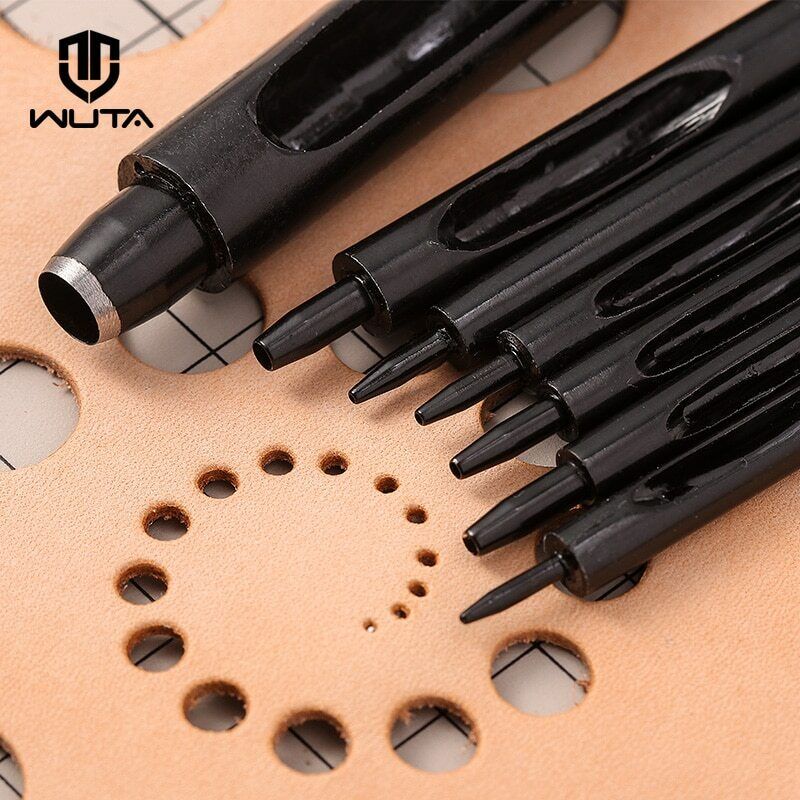 WUTA สีดํารอบ Hole Punch หนัง Hollow Punch สําหรับกระเป๋าเข็มขัดผ้าใบ DIY Leathercraft เครื่องมือ