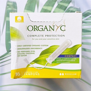 ผ้าอนามัยแบบสอด 16 ชิ้น ออแกนิก Organic Tampons Compact Regular Absorbency 16 Tampons (Organyc) สำหรับวันมาน้อย ขนาดเล็ก