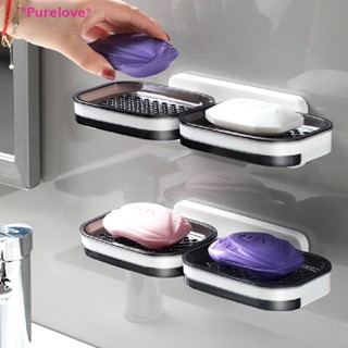 Purelove&gt; ใหม่ ที่วางสบู่ แบบติดผนัง สองชั้น ระบายน้ํา 1 ชิ้น