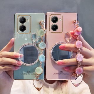 2022 New เคสโทรศัพท์ Realme C33 C35 9i Realme9 Pro+ Fashion with Rabbit Makeup Mirror + Shell Bracelet TPU Plating Lens Protection Soft Case Cover เคส RealmeC33