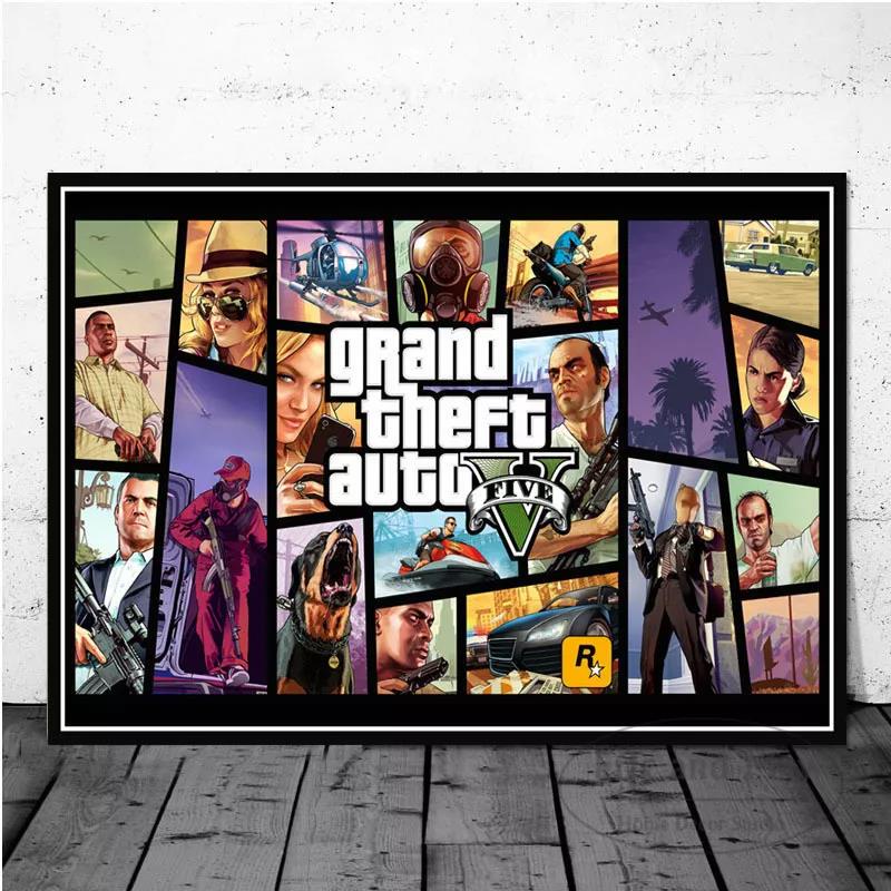 Grand Theft Auto V Video Game Gta 5 ภาพวาดผ้าใบ สําหรับตกแต่งผนังบ้าน ห้องนั่งเล่น