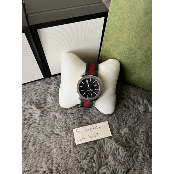Gucci GG2570 green and red Web nylon strap watch, 41mm
