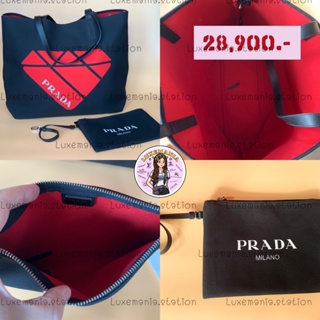 👜: New!! Prada Black Canvas Tote Leather Handle Bag 2VG043‼️ก่อนกดสั่งรบกวนทักมาเช็คสต๊อคก่อนนะคะ‼️