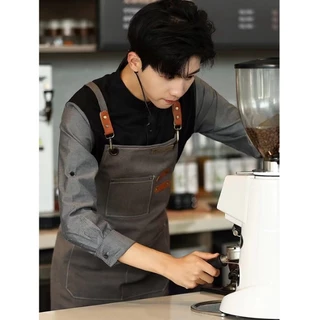 ผ้ากันเปื้อนยีนส์ กันน้ำ ผ้ากันเปื้อนเหมาะสำหรับร้านกาแฟ ร้านตัดผม ทำงานครัว