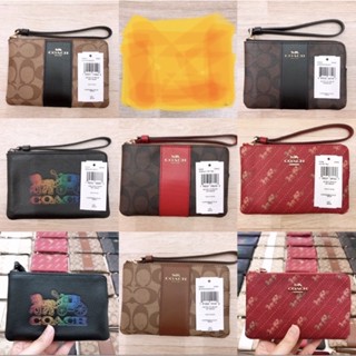 🎀 คล้องมือ 1S หลายสี Coach F58032 58032 C7419 C4466 6860 Corner Zip Wristlet In Crossgrain Leather