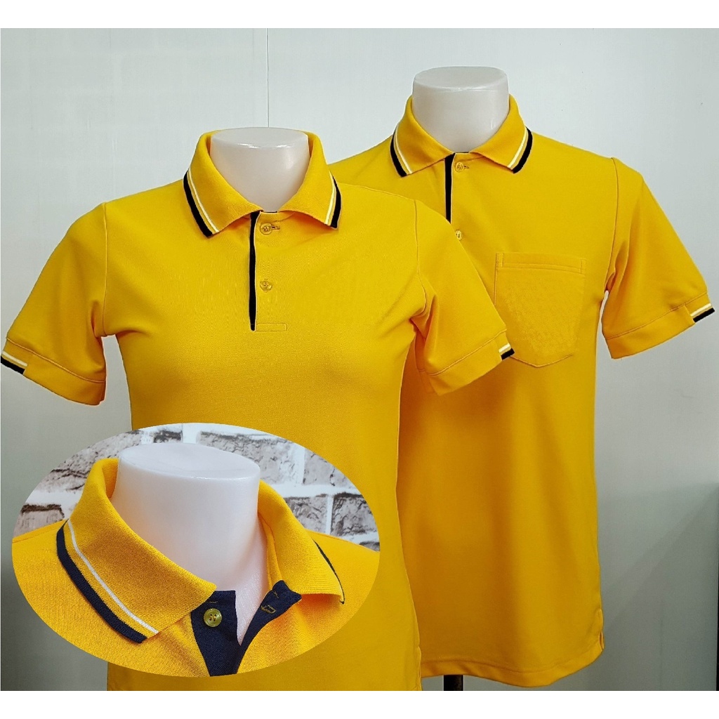 เสื้อโปโลเปล่า(ไม่ปัก) สีเหลืองเข้ม ผ้านุ่มใส่สบาย