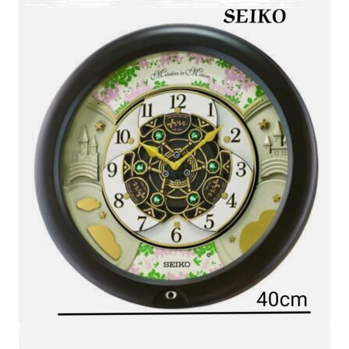 Seiko Melodies in motion นาฬิกาแขวนผนัง สีน้ําตาลเข้ม QXM391N