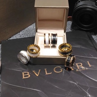 Bvlgari แหวนเซรามิค สีโรสโกลด์ แฟชั่นฤดูใบไม้ผลิ สําหรับผู้ชาย และผู้หญิง P831