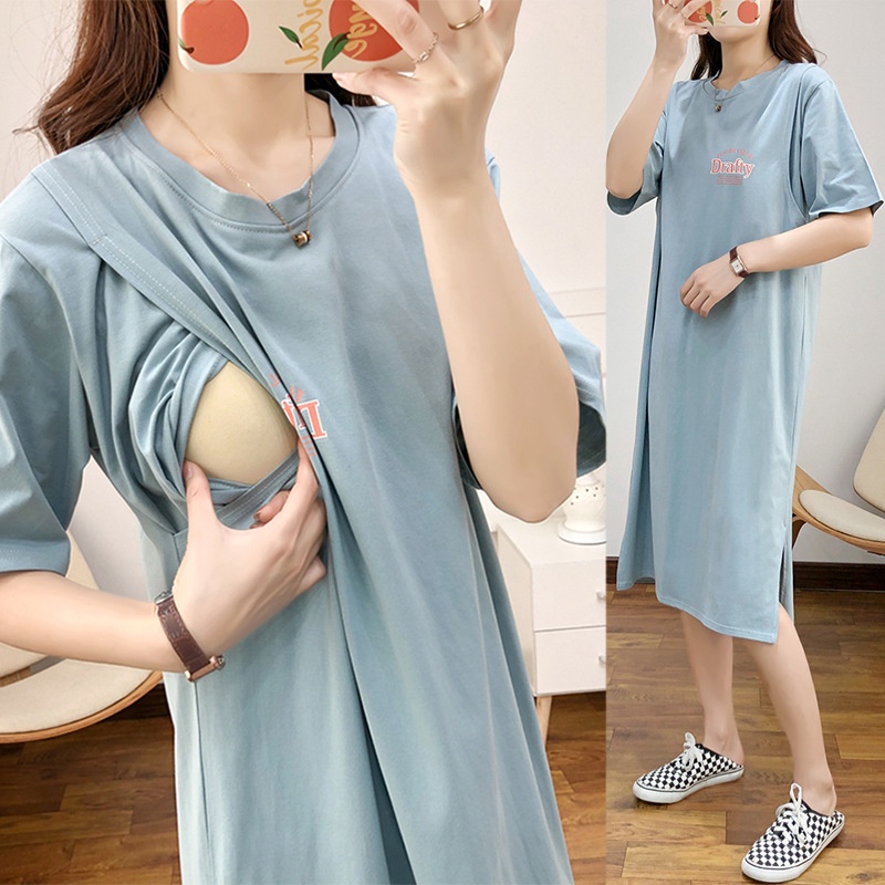 Breastfeeding Dress Home Clothes For Women Summer Maternity Nursing Dresses Pregnant Loose Casual Fe