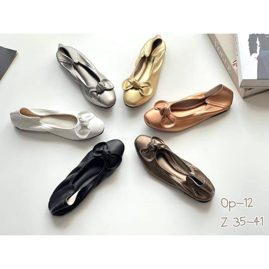 Niwa shoes รองเท้าสตรี iรองเท้าคัทชู รองเท้าบัลเลย  รหัส op-12 หนังนิ่ม