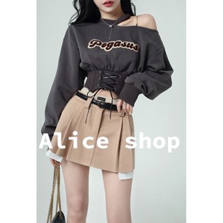 Alice  เสื้อครอป เสื้อฮู้ด เปิดไหล่ 2022 ใหม่  ins รุ่นใหม่ Unique Chic S011660 36Z230909