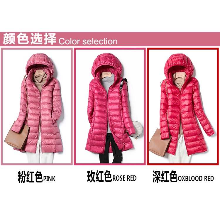Winter Womens Down Jackets Long Ultra Light Thin Casual Coat Puffer Jacket Slim Remove Hooded Parka Portable Windproof D #8