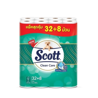 [ทั้งหมด 3 แพ็ค] สก๊อตต์ คลีนแคร์ กระดาษชำระ หนา 3 ชั้น แพ็ค 32+8 ม้วน SCOTT CLEAN CARE 32+8 ROLLS
