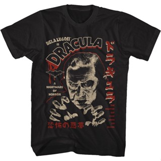 Dracula A Nightmare Of Horror Bela Lugosi T-Shirt เสื้อยืดผู้หญิง เสื้อยืดแขนสั้น เสื้อยืดน่ารักๆ เสื้อยืดวินเทจ