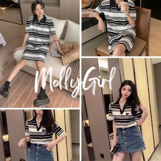 Mollygirl เสื้อลายน่ารักกำลังมาแรง ชุดมินิเดรส เสื้อแฟชั่นผญ #1337-5 #1337-6