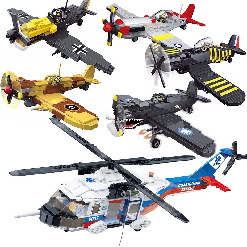 LEGO เครื่องบินกู้ภัยเฮลิคอปเตอร์เครื่องบินเยอรมนี US อังกฤษ Plane Building Blocks WW2ทหาร Arme Ju88