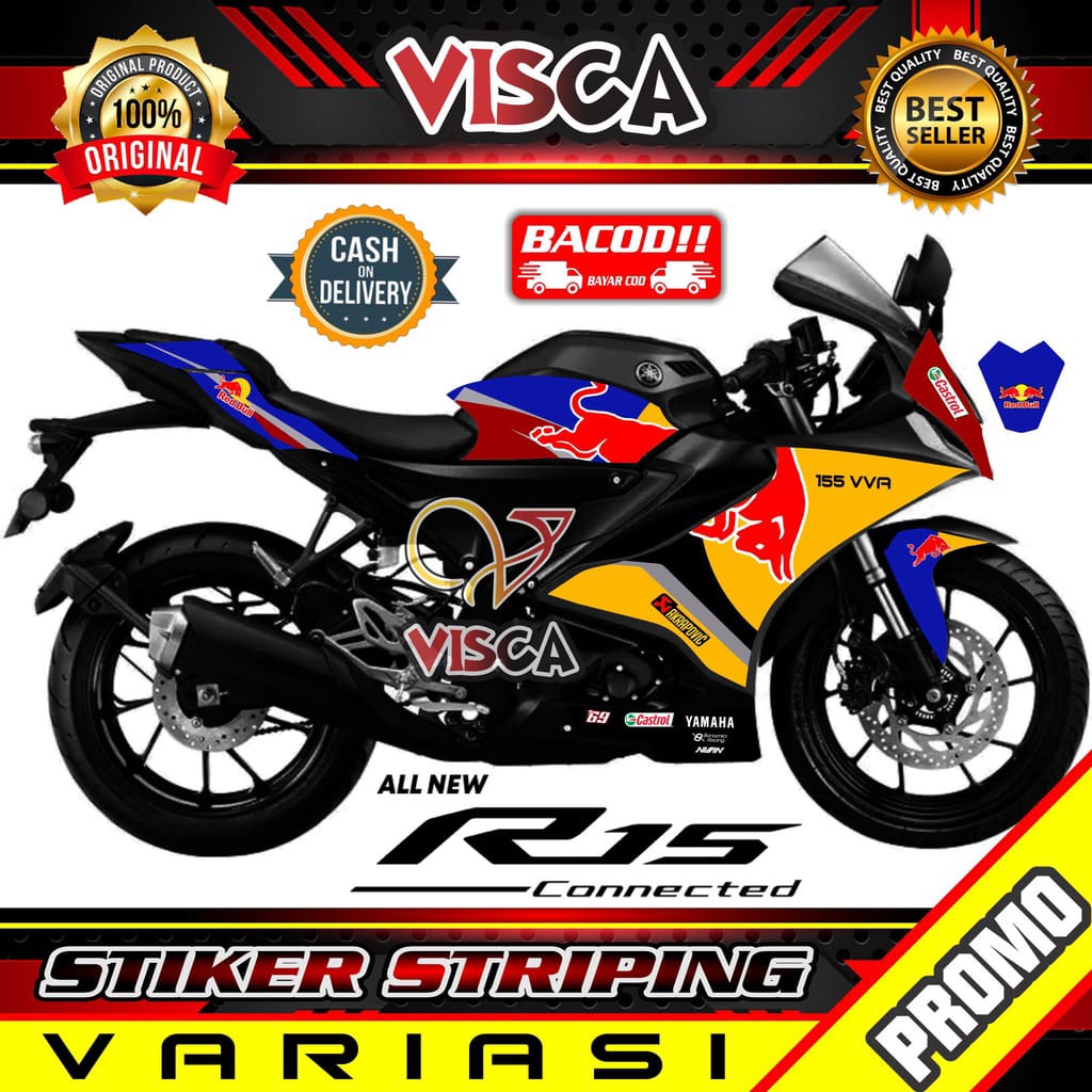 / CASH ส่งมอบ Striping Lis Yamaha R15 V4 สติ๊กเกอร์โฮโลแกรม R15 V4 สติ๊กเกอร์ R15 V4 Redbul