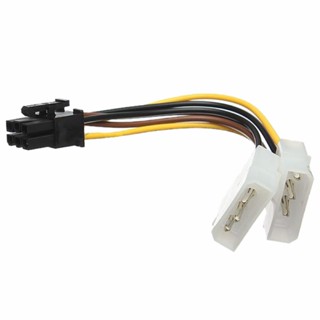 อะแดปเตอร์สายเคเบิ้ลเชื่อมต่อ Dual 4-Pin Male Molex Connector To 6-Pin PCI-E PCI Express ☆Jfsmartjoy