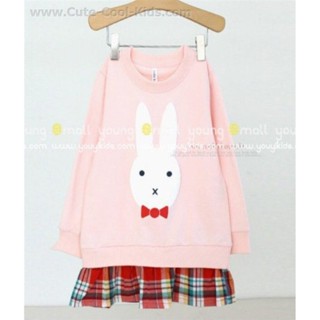 TLG-063 เสื้อแขนยาวเด็กผู้หญิง sweater ชมพูลายกระต่าย tlg-Size-90/5