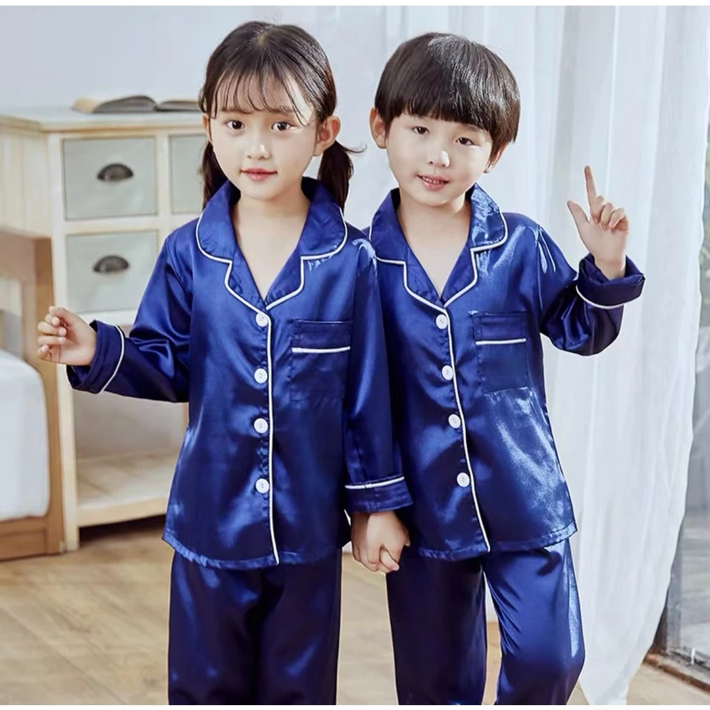 TT2222 ชุดนอนเด็กแขนยาวขายาว น่ารักๆผ้าซาติน ราคาถูกๆนิ่มใส่สบายมาแรงในขนาดนี้ สไตล์เกาหลี (สินค้าพร้อมส่ง)