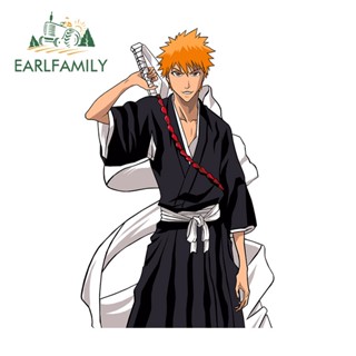 Earlfamily สติกเกอร์ไวนิล ลายการ์ตูนอนิเมะ Kurosaki Ichigo ขนาด 13 ซม. X 8.4 ซม. สําหรับติดตกแต่งหน้าต่างรถยนต์ แล็ปท็อป กระเป๋าเดินทาง