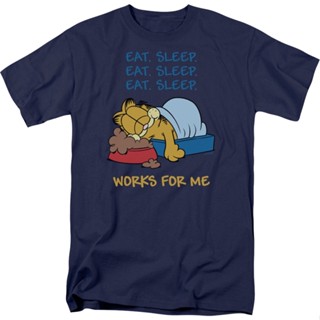 Works For Me Garfield T-Shirt เสื้อคนอ้วนผญ เสื้อยืดไม่ต้องรีด