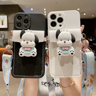 Compatible For Xiaomi 12T Pro Mi 13 12 11 Lite Mi 10T 11T 8 Lite POCO X5 F5 X4 F3 M3 Pro X3 NFC X3 GT POCO M5 M4 Pro Creative Pochacco card bag with string silicone phone case