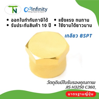 73129 แคพนัทประปาทองเหลือง (เกลียว BSPT) ข้อต่อ ข้อต่อทองเหลือง