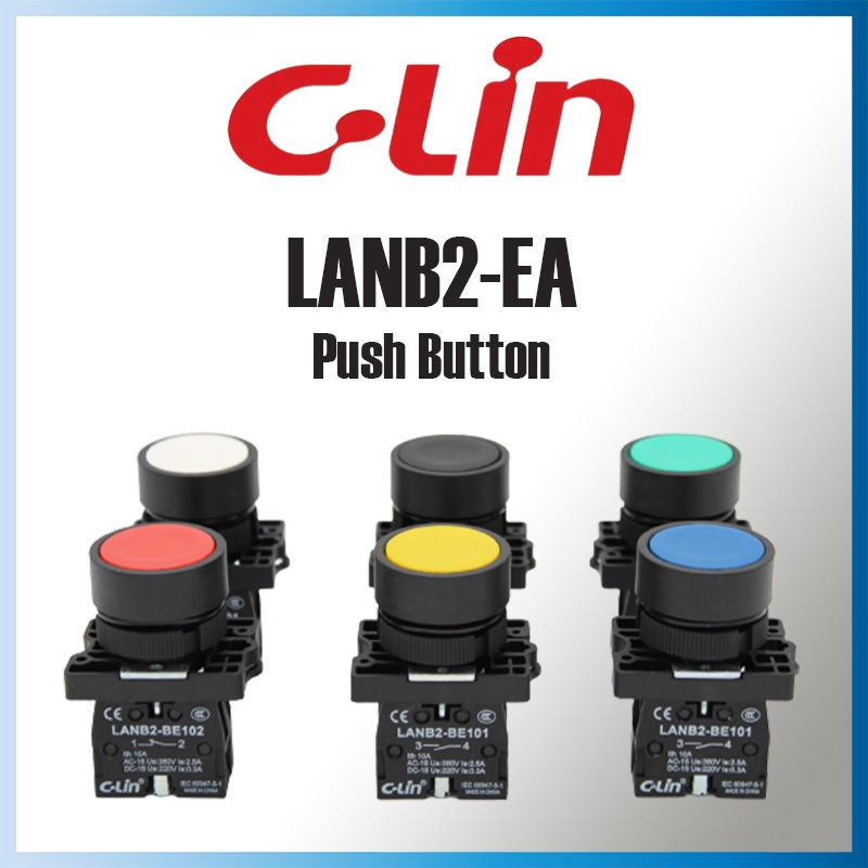 LANB2-BA สวิตช์ปุ่มกด กดติดปล่อยดับ Push Button Switch 22mm. "C-LIN"