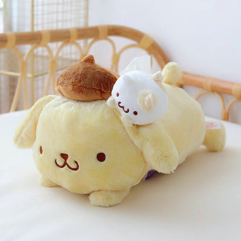 Cute Pompompurin Plush Toy Tissue Box Napkin Case Holder Home Car Decor Xmas Gifts