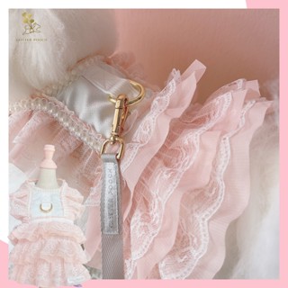 Glitter Pooch Harness ชุดรัดอก สายจูง เสื้อผ้า สุนัข, หมา, แมว, สัตว์เลี้ยง พร้อม สายจูง รุ่น Pastel Day Dream Pink