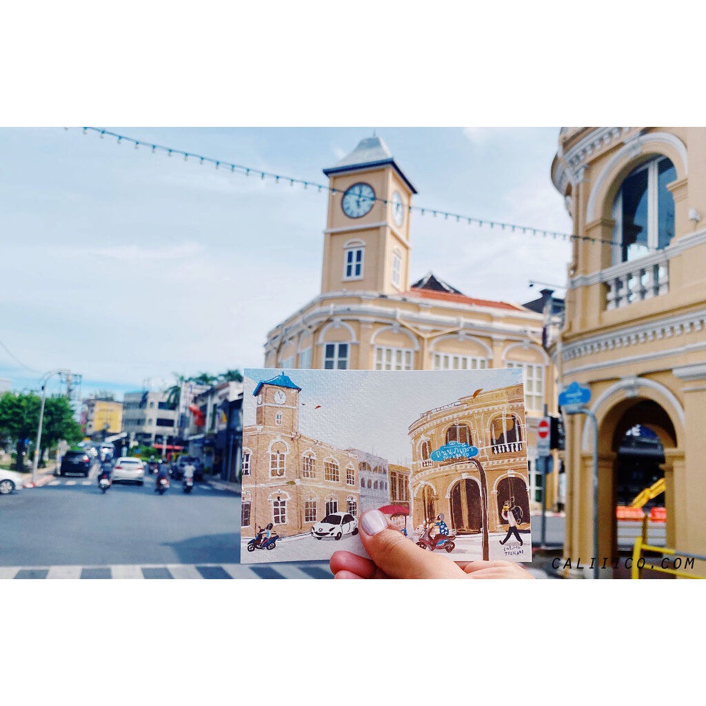 โปสการ์ด ลายประเทศไทย THAILAND Postcard Maung Kao, Phuket postcard โปสการ์ด ลายถนนภูเก็ต 4x6 inch