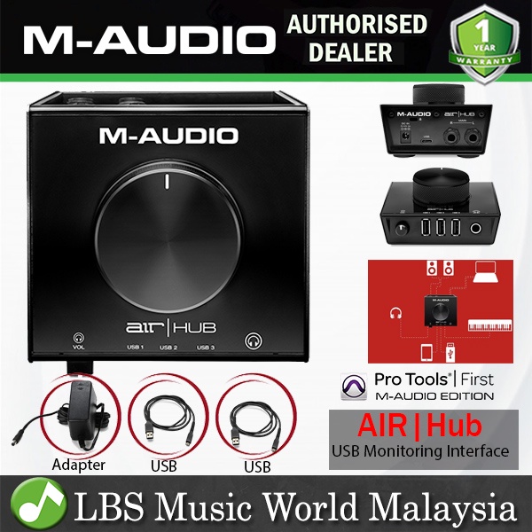 M-Audio AIR Hub อินเทอร์เฟซเสียงการตรวจสอบ USB พร้อมฮับในตัว 3 พอร์ต (ฮับอากาศ)