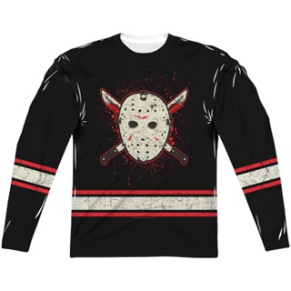 Jason Voorhees Sublimated Faux Friday the 13th Hockey Jersey เสื้อยืดไม่ต้องรีด เสื้อเชิ้ต Tee เสื้อคนอ้วนผญ