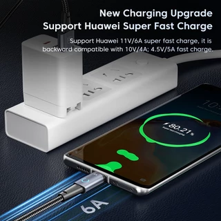 Toocki 66W 6A USB Type C สายชาร์จเร็ว 2.4A ไมโคร สายข้อมูล USB-L สายชาร์จ พร้อมไฟแอลอีดี