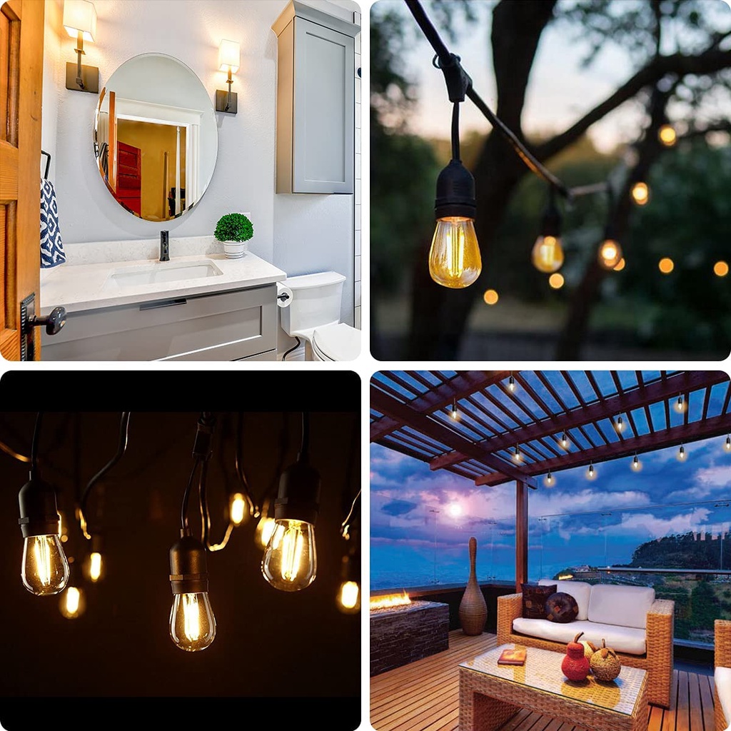 E27 หลอดไฟเอดิสัน LED 1W 2W S14 พลาสติก LED 2700K สีขาวอบอุ่น ประหยัดพลังงาน 90% สําหรับตกแต่งบ้าน ราคา ถูกที่สุด ดีลบีเคเค แกลเลอรีภาพที่ 6