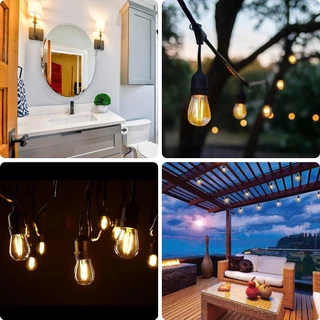 E27 หลอดไฟเอดิสัน LED 1W 2W S14 พลาสติก LED 2700K สีขาวอบอุ่น ประหยัดพลังงาน 90% สําหรับตกแต่งบ้าน