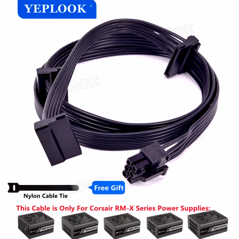 PCIe 6Pin ถึง 3 SATA 15Pin SSD สายไฟสําหรับ Corsair RMx Series Modular PSU RM550x RM650x RM750x RM85