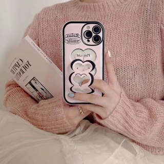 ✨ส่งเชือกเส้นเล็ก✨เคสไอโฟน 14 Pro Max 13 12 11 เคส for iPhone 14พลัส พร้อมขาตั้ง รูปหัวใจ พกง่ายๆ การป้องกันการตก Case