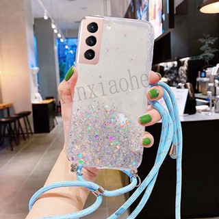 เคสโทรศัพท์มือถือแบบนิ่ม ใส ลายท้องฟ้ากลางคืน พร้อมสายคล้องไหล่ หรูหรา สําหรับ Samsung Galaxy S23 Ultra Plus S23+ S23Ultra