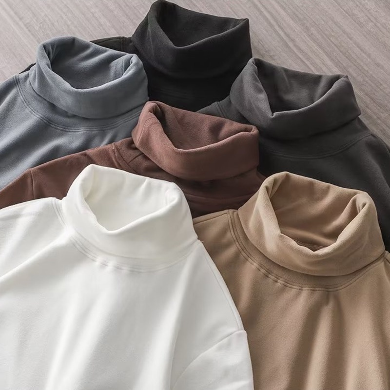 เสื้อยืดแขนยาว คอกลาง ผ้ากํามะหยี่ขนนิ่ม ให้ความอบอุ่น ขนาดใหญ่ สําหรับผู้ชาย