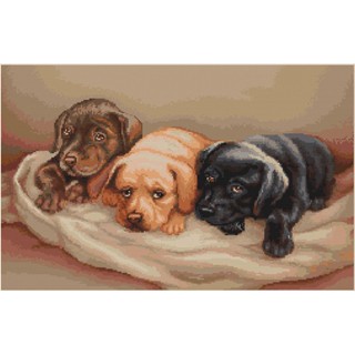 LU-B434 Three dogs ชุดปักครอสติชลิขสิทธิ์แท้ ครอสติชไม่พิมพ์ลาย แบรนด์ Luca-S