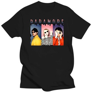 เสื้อยืดคอกลม ผ้าฝ้าย พิมพ์ลายโปสเตอร์ Paramore V2 Pop-Rock Band Hayley Williams สีขาว