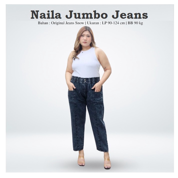 Naila Jumbo Jeans Baggy Jeans กางเกงลําลองผู้หญิงไซส์ใหญ่